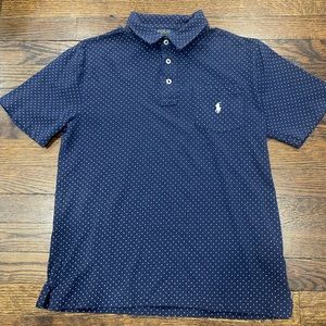 Ralph Lauren Polo navy blue and white polka dots Polo shirt size L